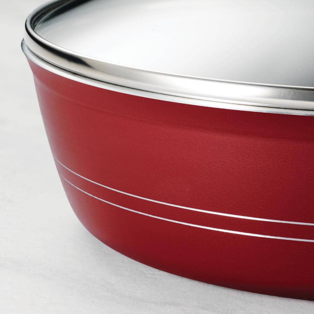 Tramontina Sicilia 8 Qt. Aluminum Nonstick Covered Stock Pot In Raspberry