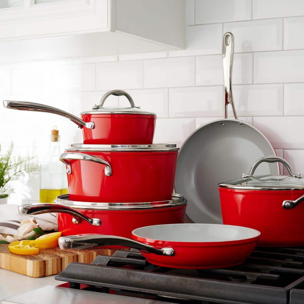 Tramontina 10 Piece Cold Forged Ceramic Cookware Set - Red