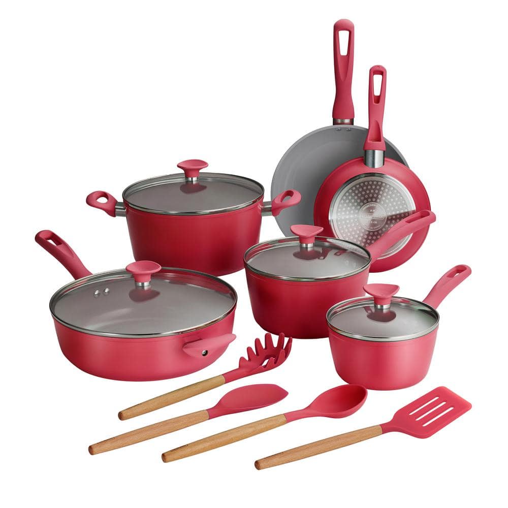 Tramontina Solara 14-Piece Aluminum Ceramic Cookware Set In Red