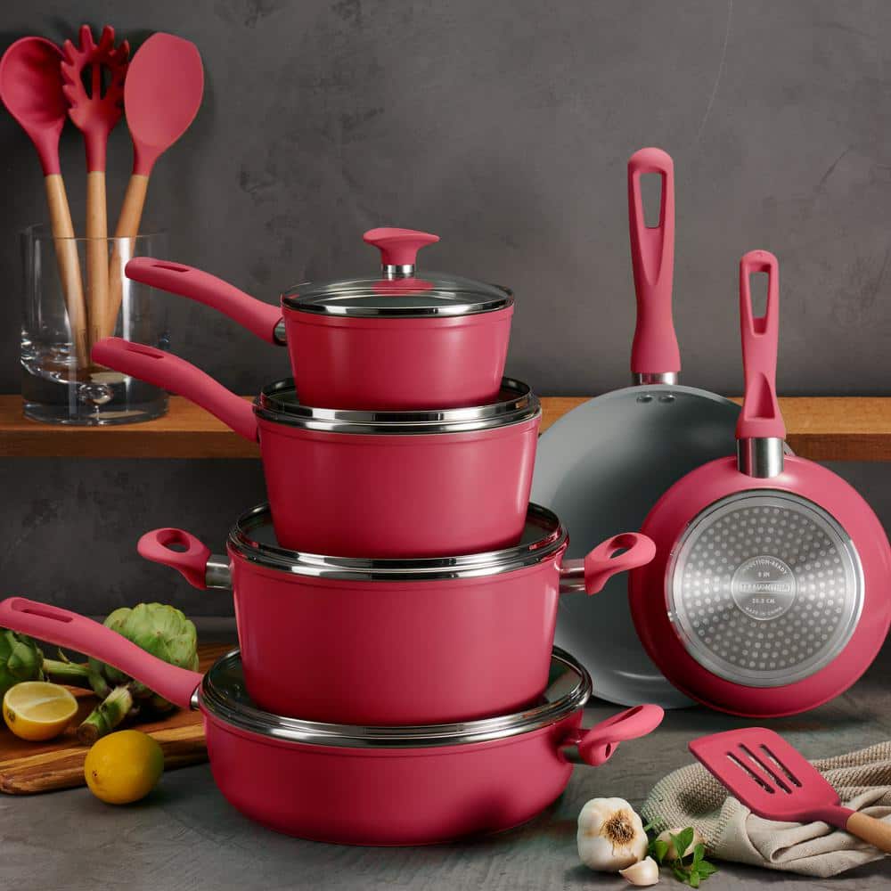 Tramontina Solara 14-Piece Aluminum Ceramic Cookware Set In Red