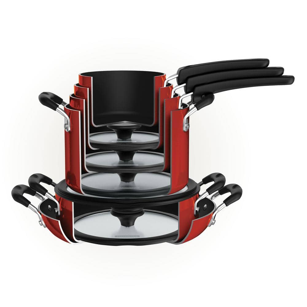 Tramontina 11-Piece Nesting Aluminum Nonstick Cookware Set In Red