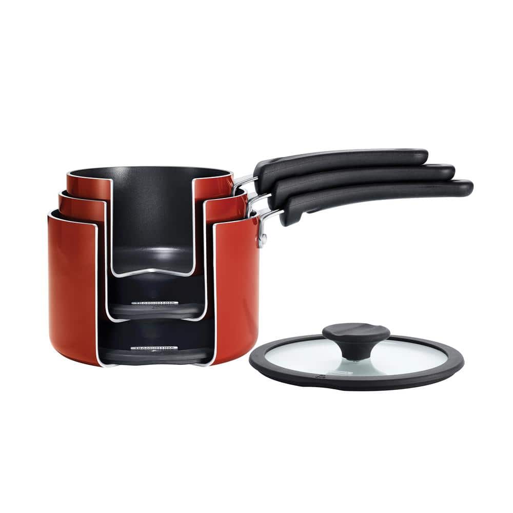 Tramontina 6-Piece Red Nesting Nonstick Sauce Pan Set