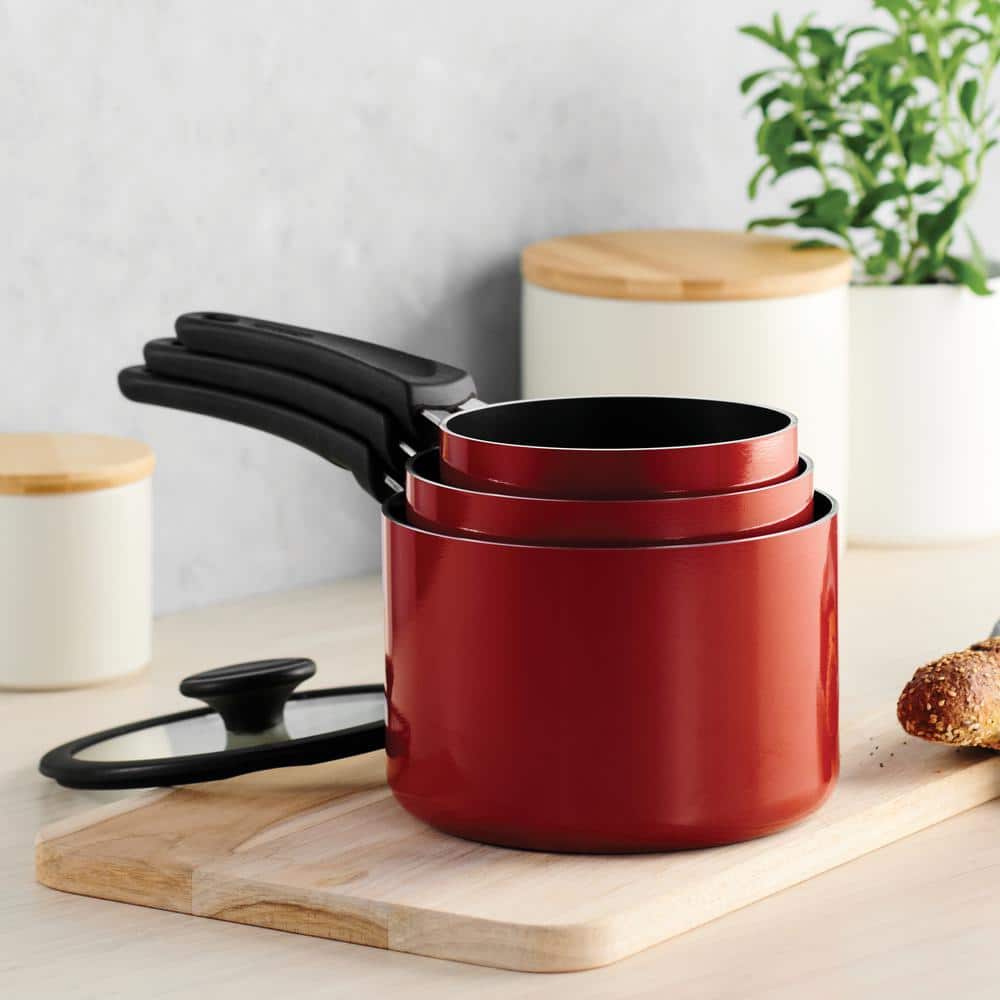 Tramontina 6-Piece Red Nesting Nonstick Sauce Pan Set
