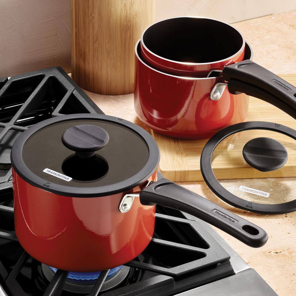 Tramontina 6-Piece Red Nesting Nonstick Sauce Pan Set