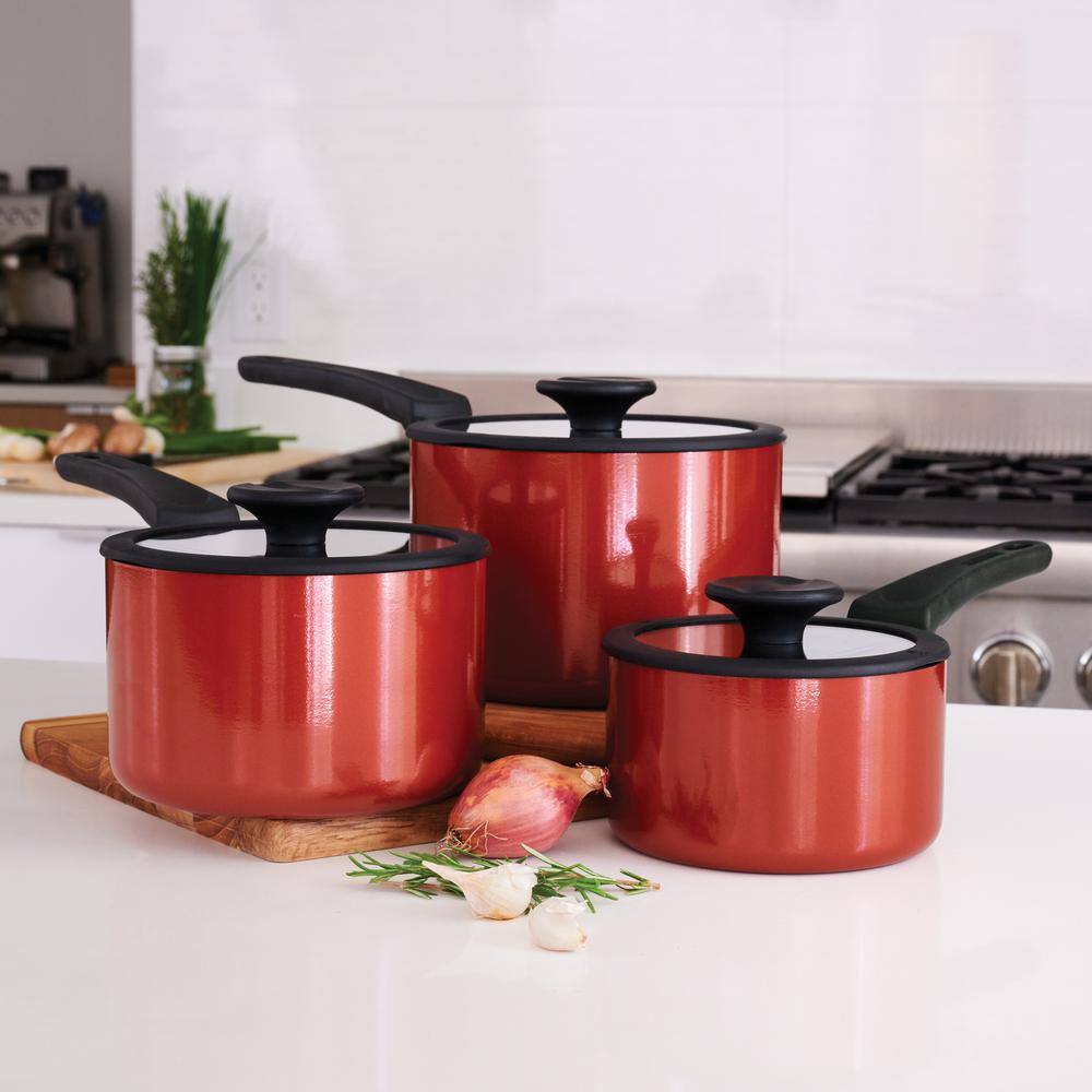 Tramontina 6-Piece Red Nesting Nonstick Sauce Pan Set