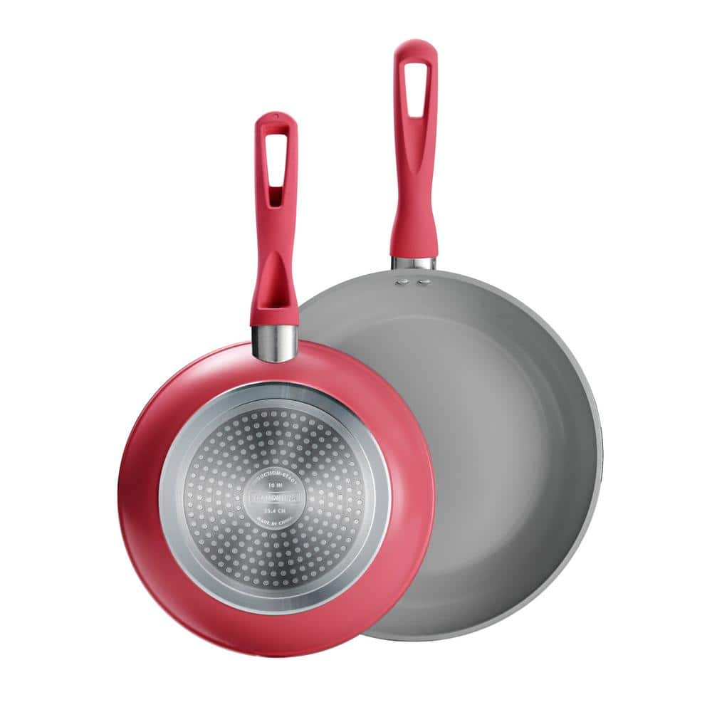 Tramontina Solara 2-Piece Red Aluminum Induction Frying Pan Set