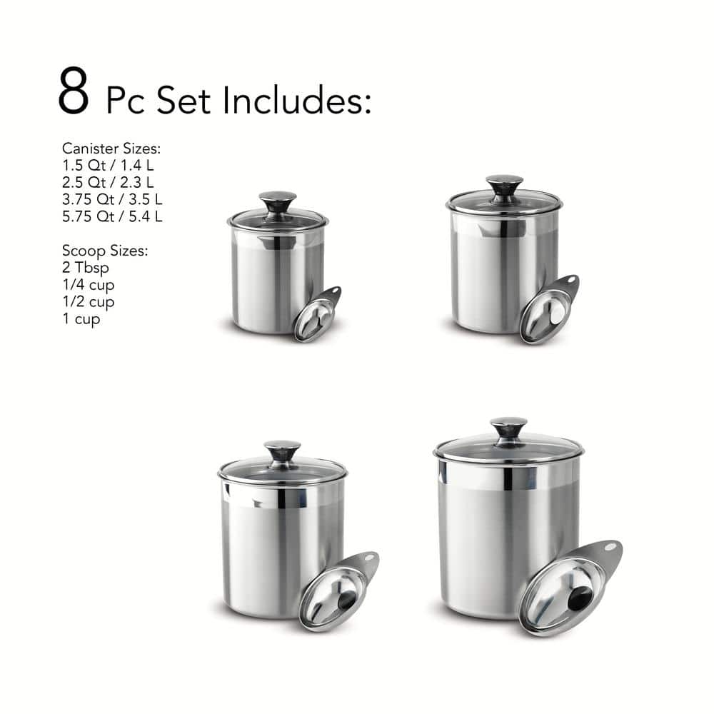 Tramontina Gourmet 8-Piece Covered Canister And Scoop Set
