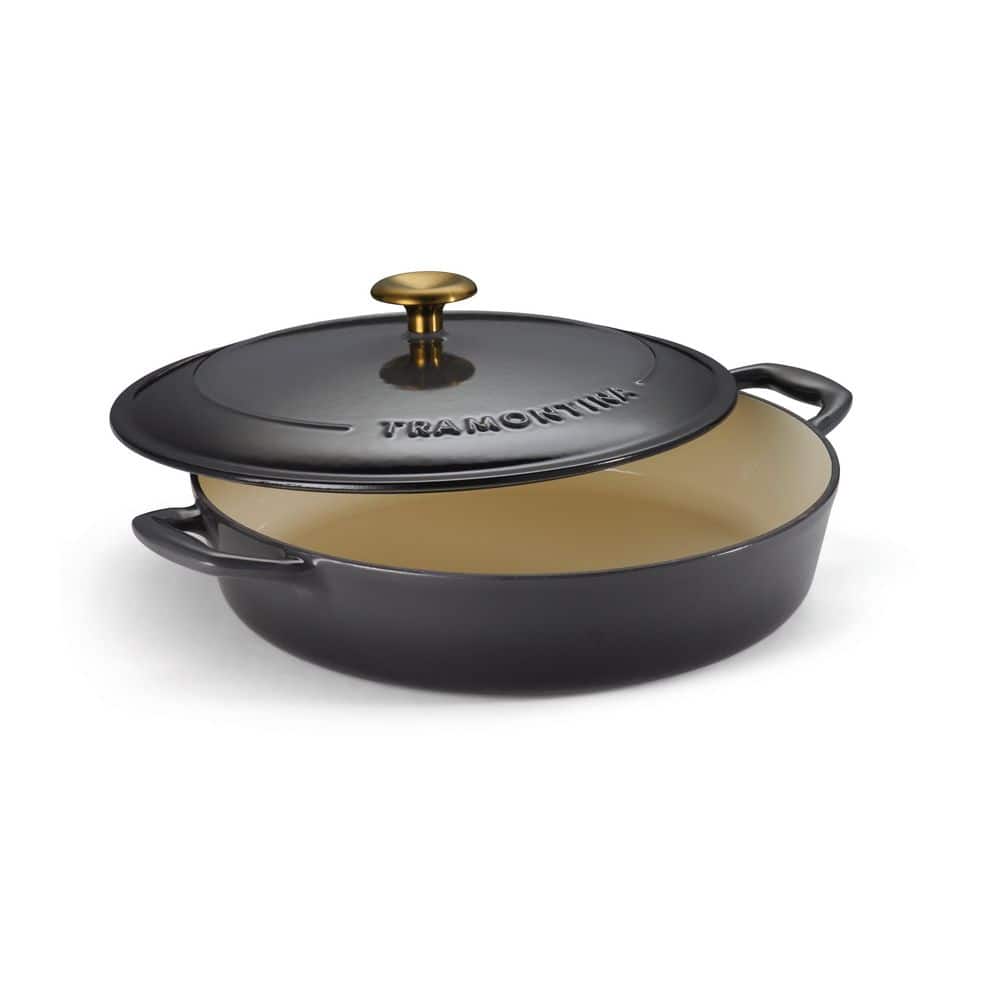 Tramontina Bestow 4 Qt. Enameled Covered Cast Iron Braiser-Smoke