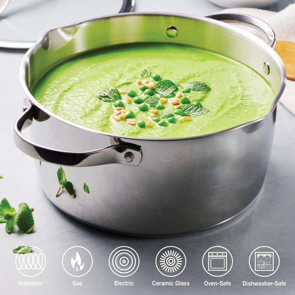 Tramontina Tempo 5 Qt. Tri-Ply Base Stainless Steel Covered Dutch Oven