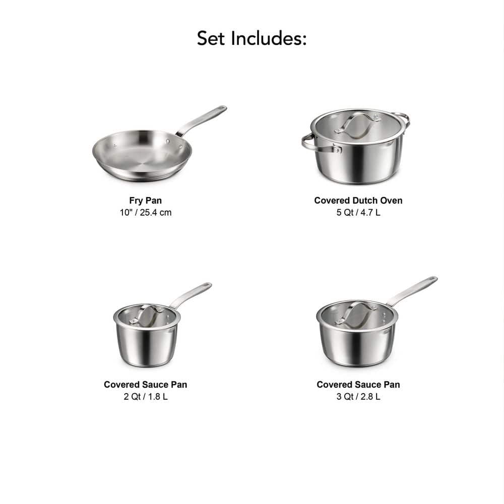 Tramontina Tempo 7-Piece Tri-Ply Base Stainless Steel Cookware Set