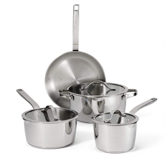 Tramontina Tempo 7-Piece Tri-Ply Base Stainless Steel Cookware Set
