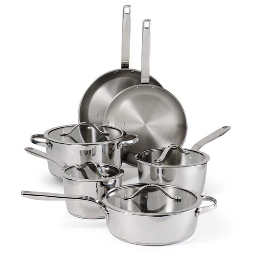 Tramontina Tempo 10-Piece Tri-Ply Base Stainless Steel Cookware Set