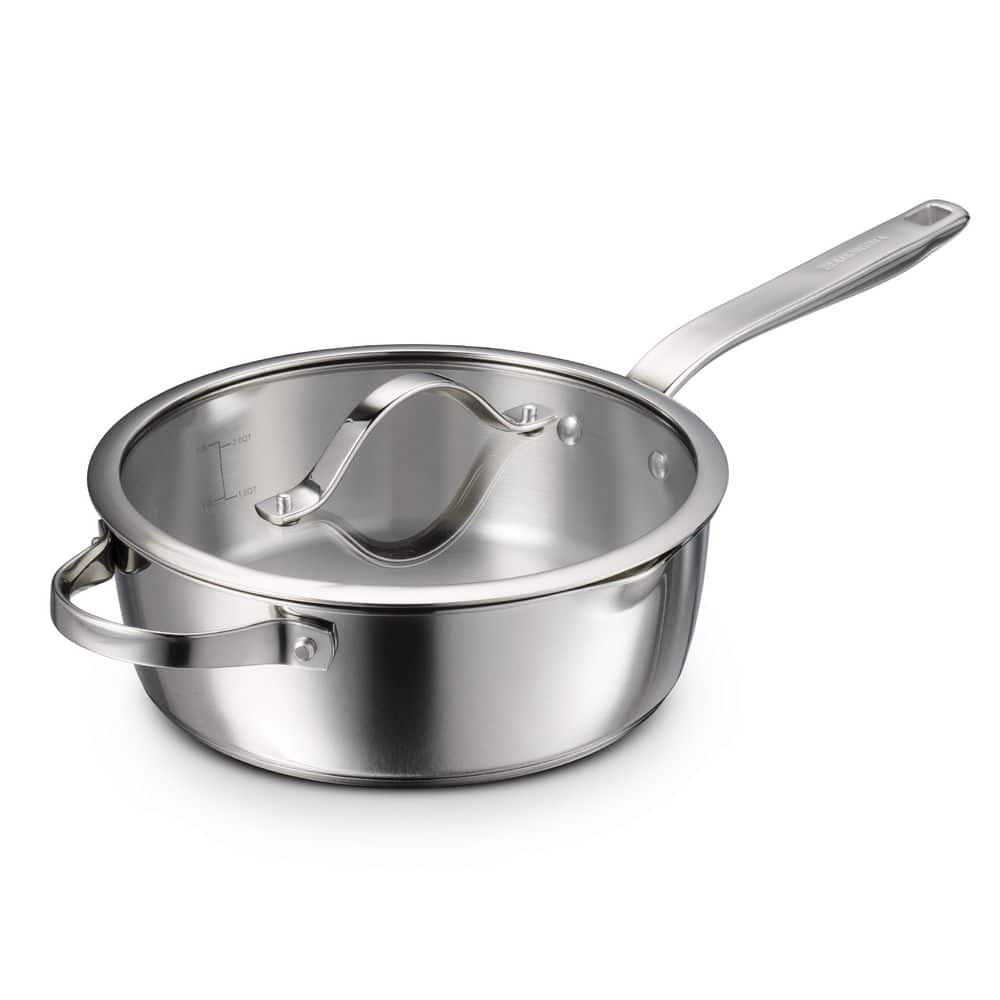 Tramontina Tempo 3.5 Qt. Tri-Ply Base Stainless Steel Covered Deep Saute Pan