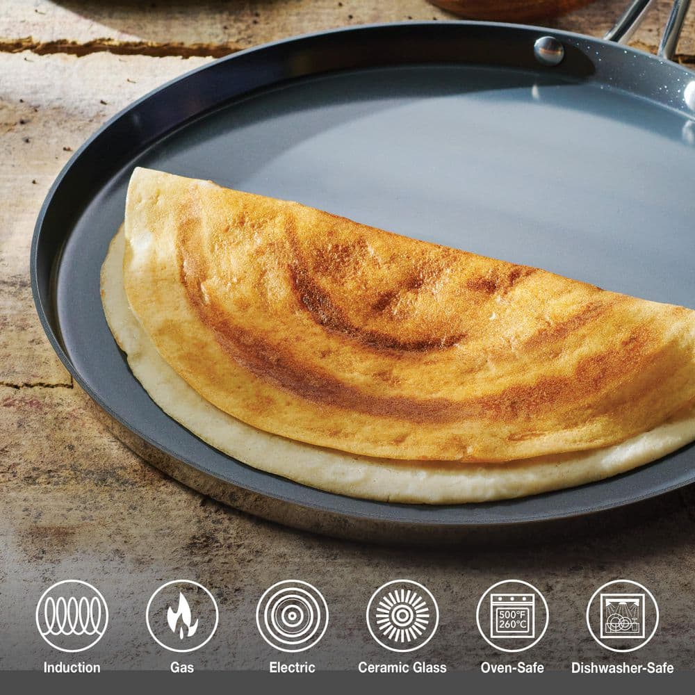 Tramontina Utsava 12 In. Ceramic-Coated Stainless Steel Dosa Frying Pan Tawa
