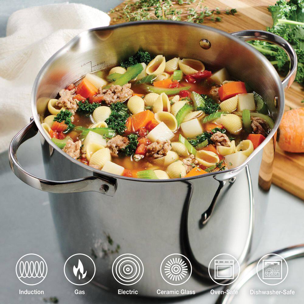 Tramontina Tempo 8 Qt. Tri-Ply Base Stainless Glass Covered Stock Pot
