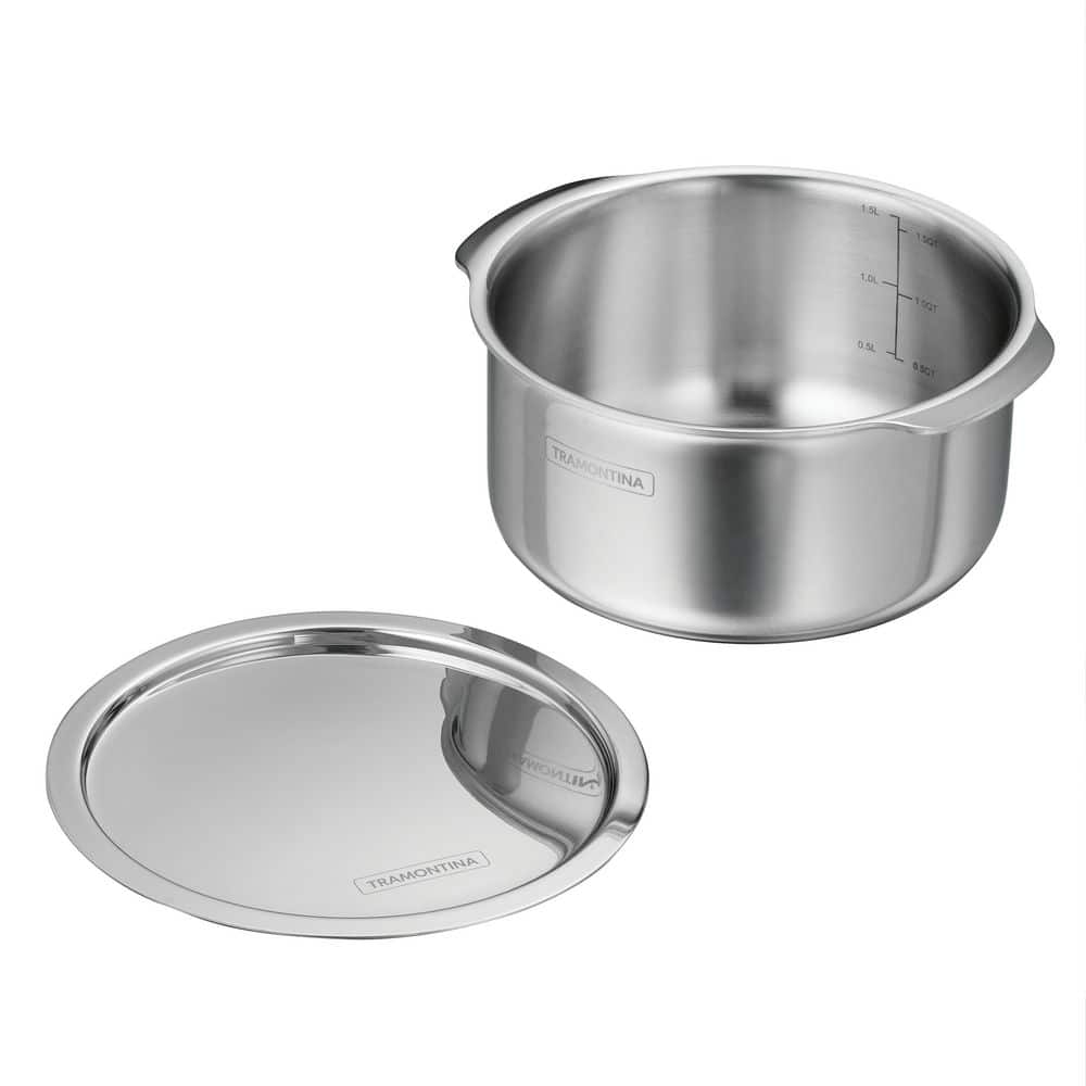 Tramontina Utsava 1.75 Qt. Tri-Ply Clad Stainless Steel Tope/Patila With Lid