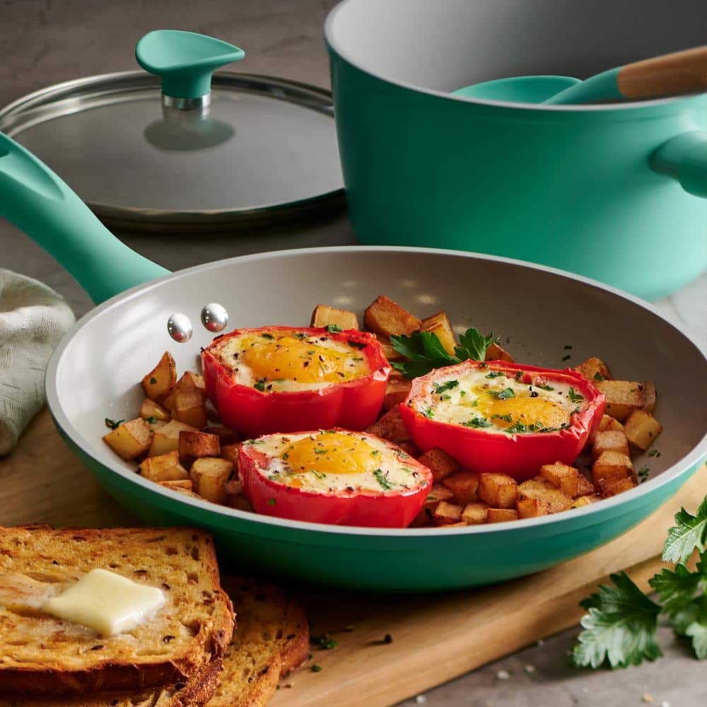 Tramontina Solara 14-Piece Aluminum Ceramic Cookware Set In Teal