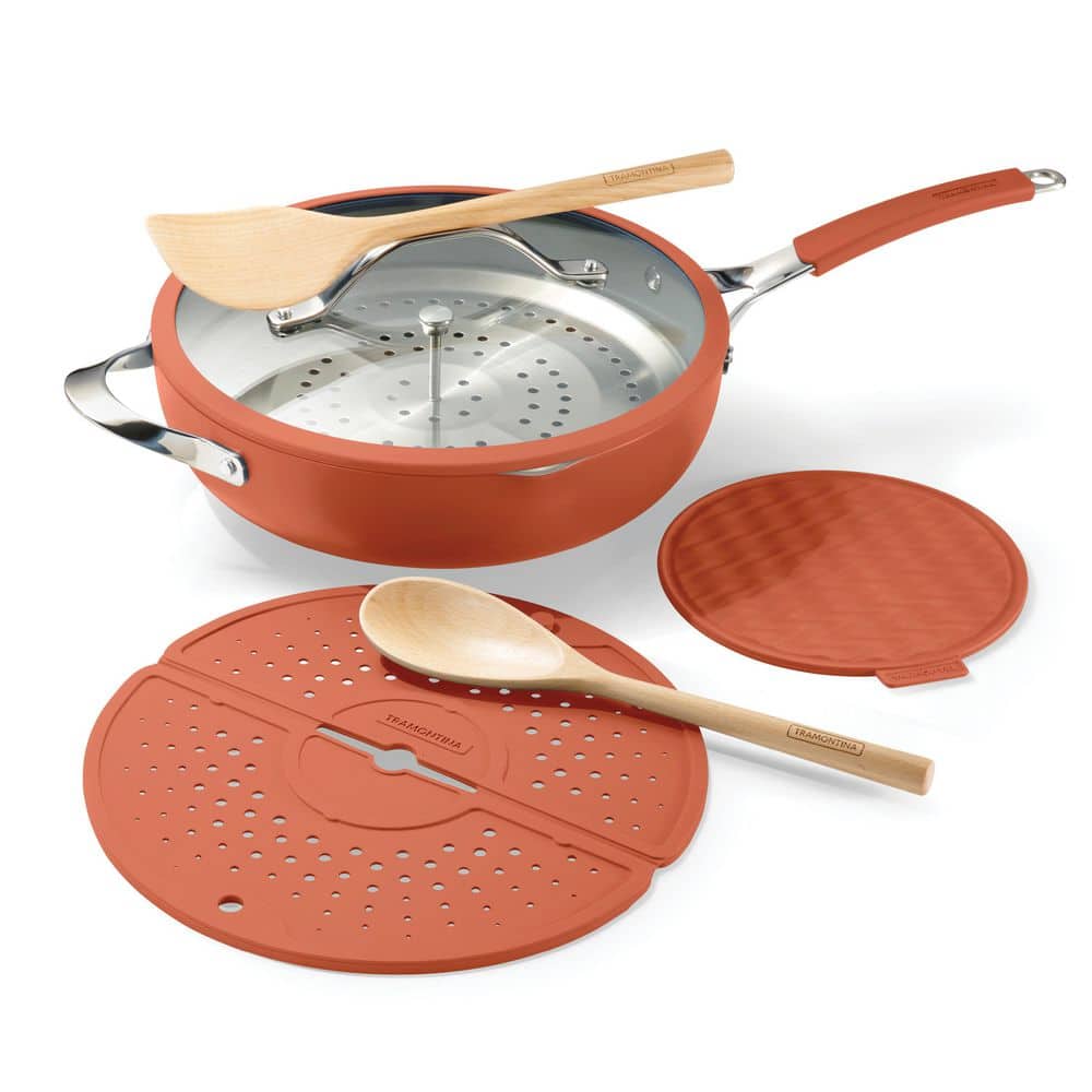 Tramontina Vue All-in-One Plus 10 In. Aluminum Nonstick 7-Piece Pan Set In Green