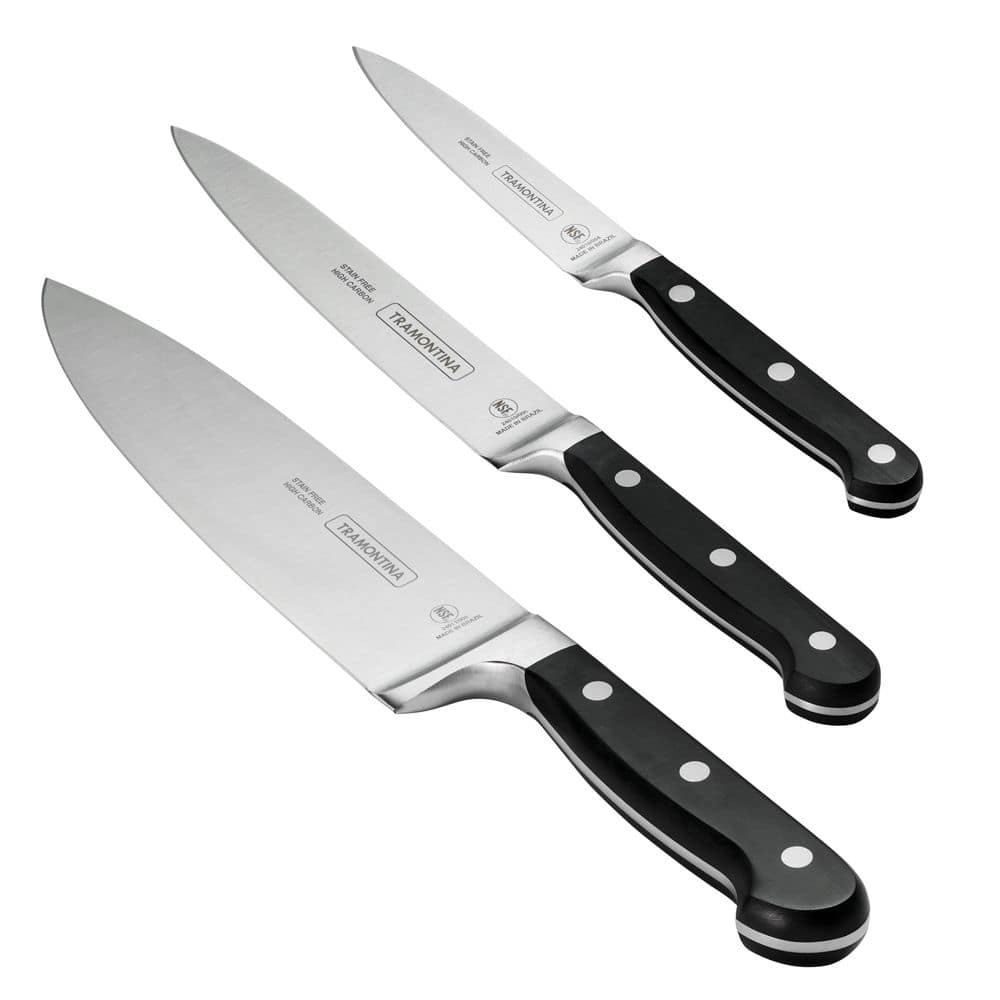Tramontina Pro Series 3-Piece Knife Set - Includes 8" Chef's Knife, 6" Utility Knife, And 4" Paring Knife - High-Carbon Steel Blade