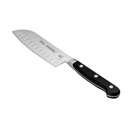 Tramontina Pro Series 5 Inch High-Carbon Steel Full Tang Flate-Edge Forged Santoku Knife With Nylon Handle