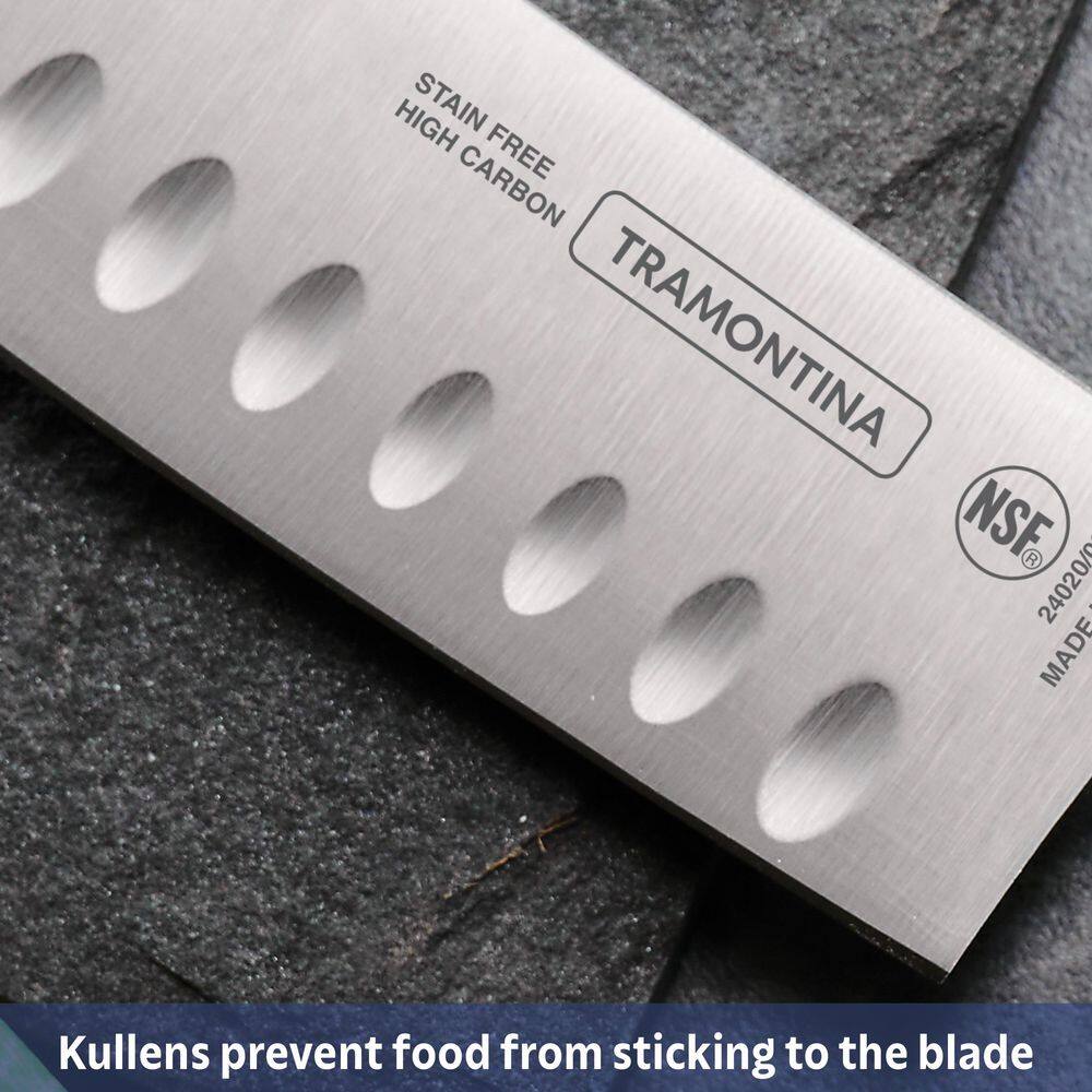 Tramontina Pro Series 5 Inch High-Carbon Steel Full Tang Flate-Edge Forged Santoku Knife With Nylon Handle