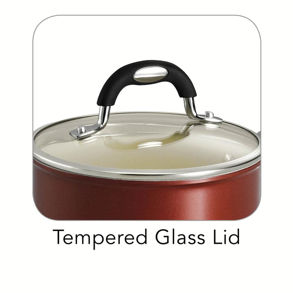 Tramontina Style Ceramica 1.5 Qt. Aluminum Ceramic Nonstick Sauce Pan In Copper With Glass Lid