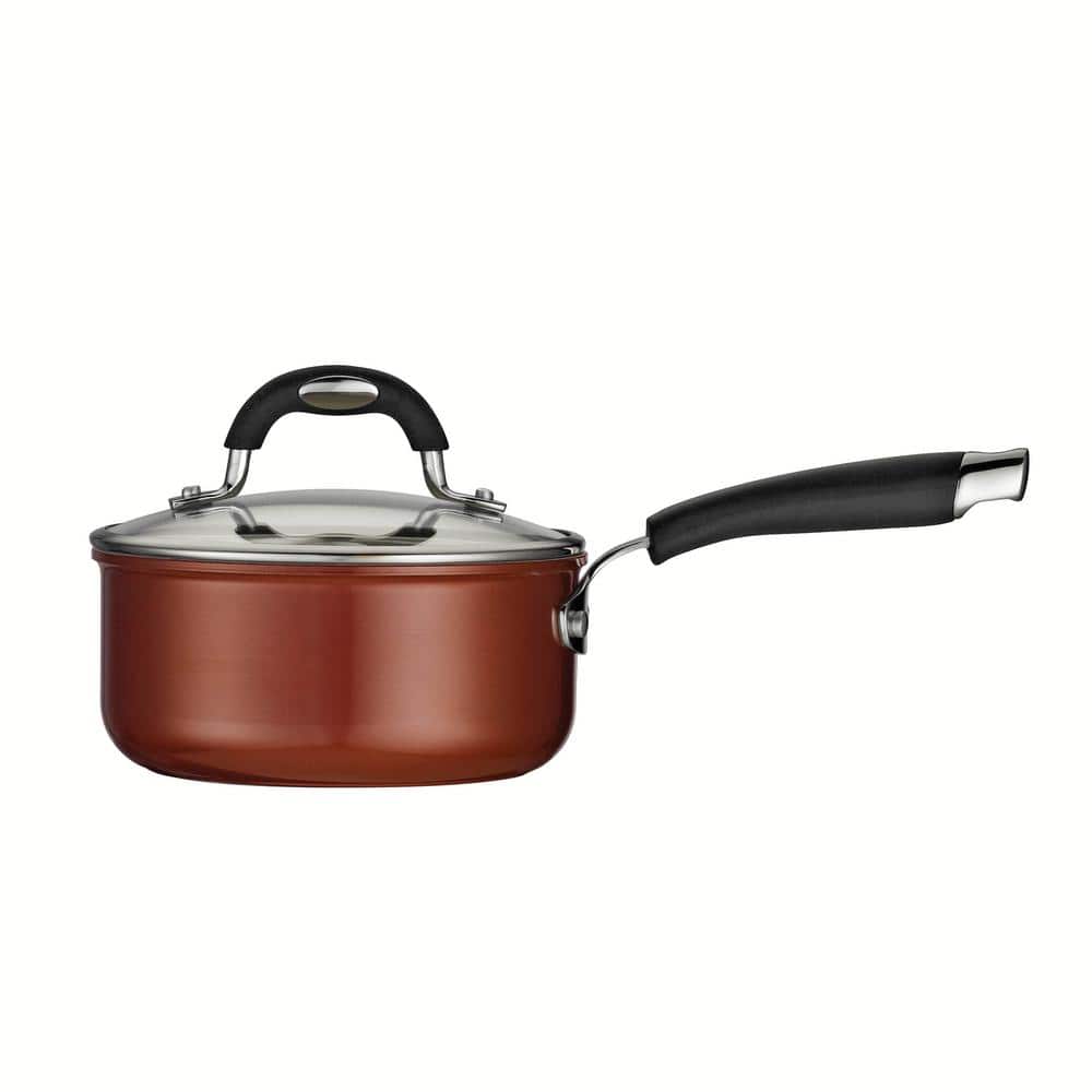Tramontina Style Ceramica 1.5 Qt. Aluminum Ceramic Nonstick Sauce Pan In Copper With Glass Lid