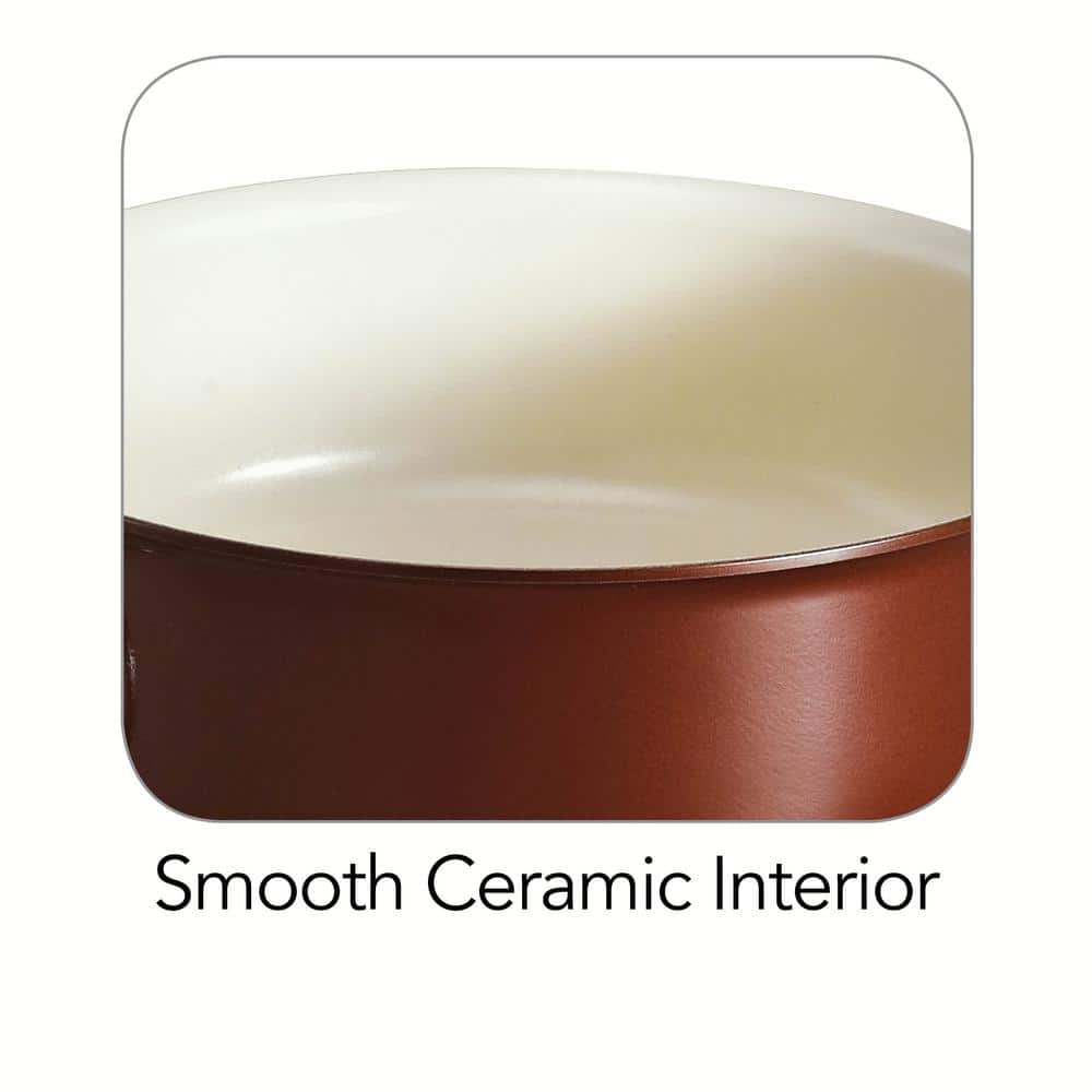 Tramontina Style Ceramica 3 Qt. Aluminum Ceramic Nonstick Sauce Pan In Copper With Glass Lid