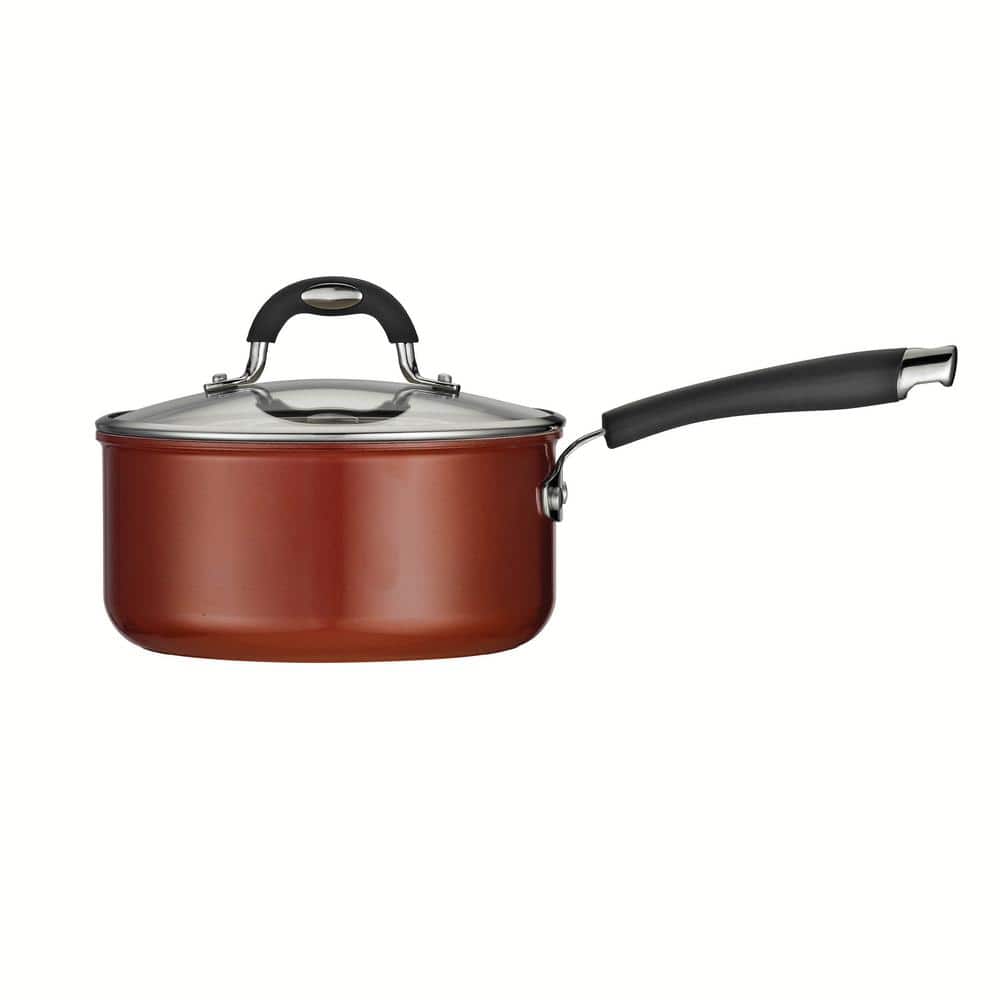 Tramontina Style Ceramica 3 Qt. Aluminum Ceramic Nonstick Sauce Pan In Copper With Glass Lid