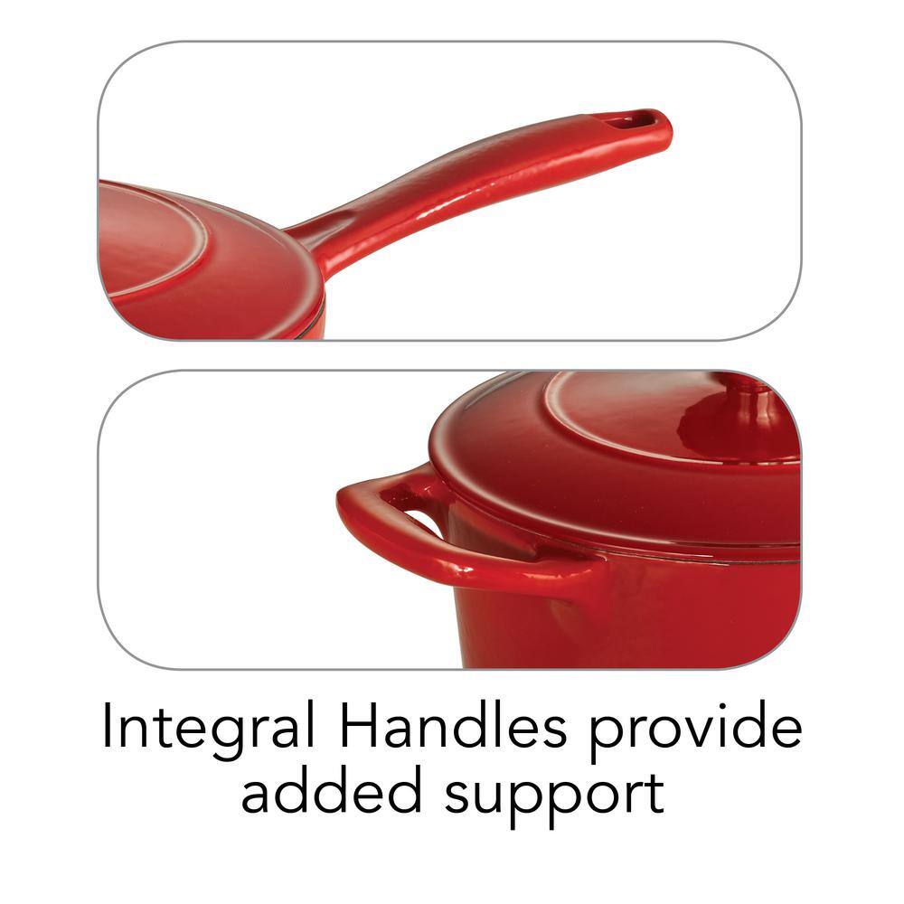 Tramontina Bestow 2.5 Qt. Enameled Cast Iron Sauce Pan In Gradated Red With Lid