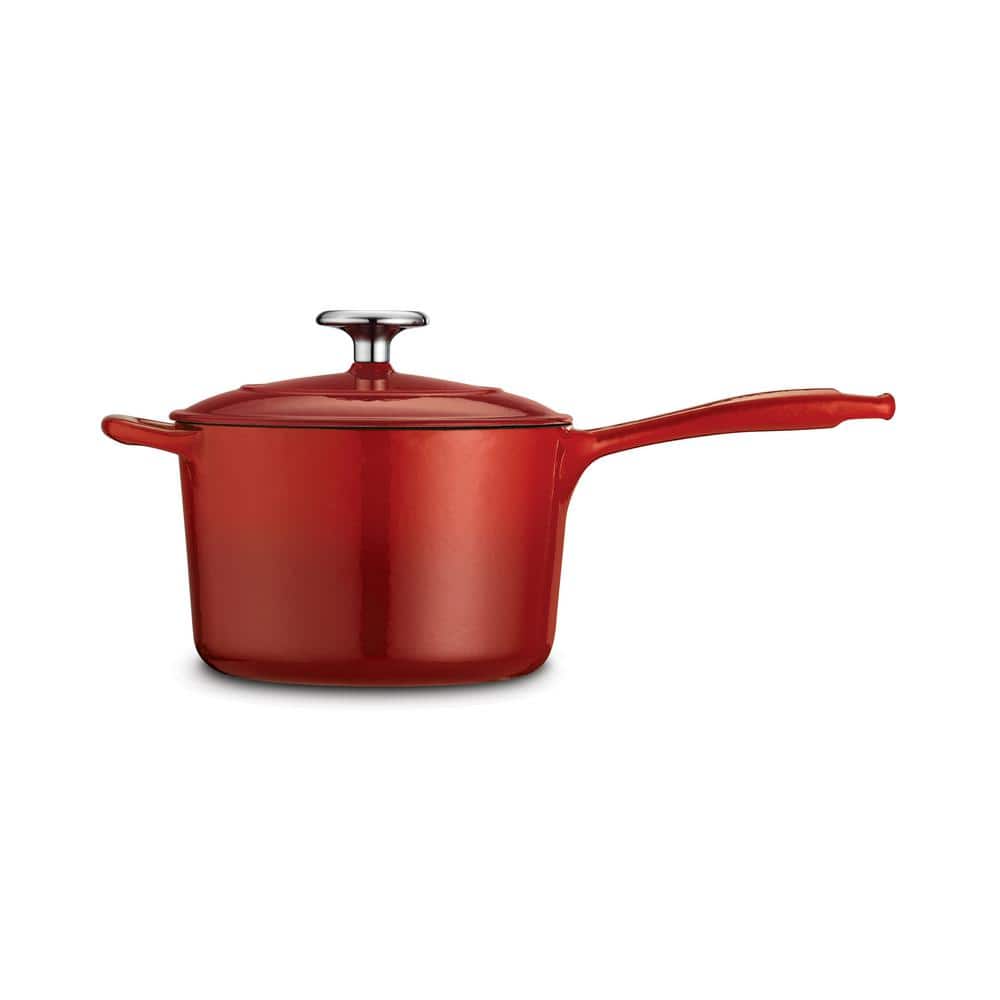 Tramontina Bestow 2.5 Qt. Enameled Cast Iron Sauce Pan In Gradated Red With Lid