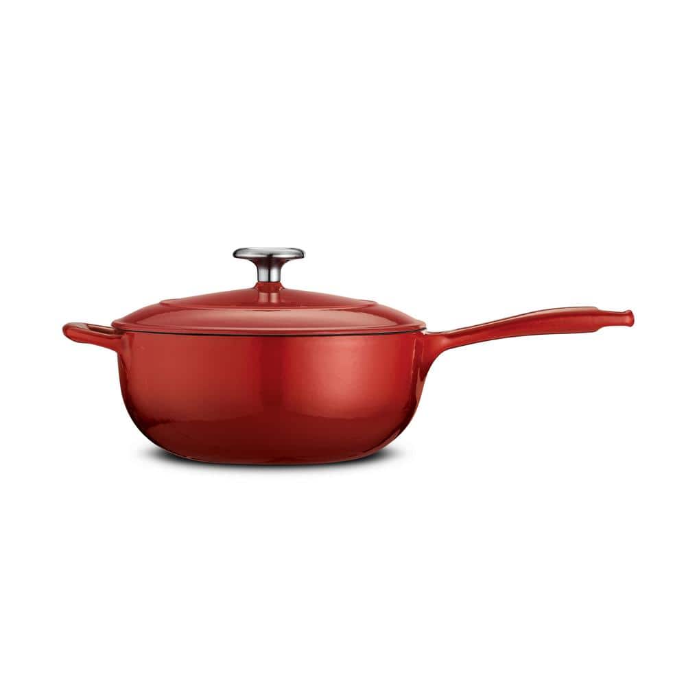 Tramontina Gourmet 3 Qt. Enameled Cast Iron Saucier In Gradated Red With Lid
