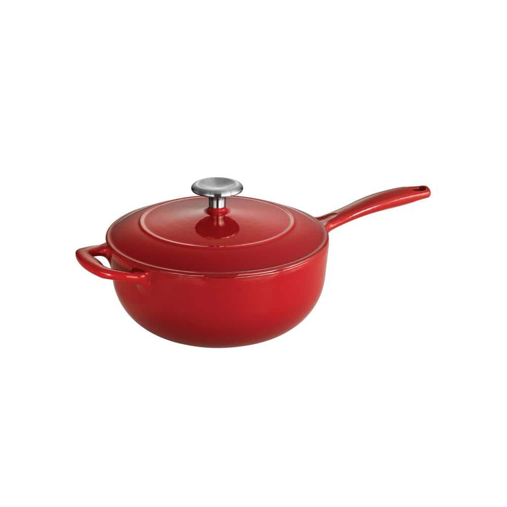 Tramontina Gourmet 3 Qt. Enameled Cast Iron Saucier In Gradated Red With Lid