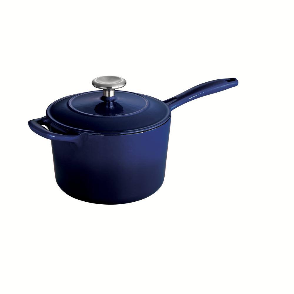 Tramontina Bestow 2.5 Qt. Enameled Cast Iron Sauce Pan In Gradated Cobalt With Lid