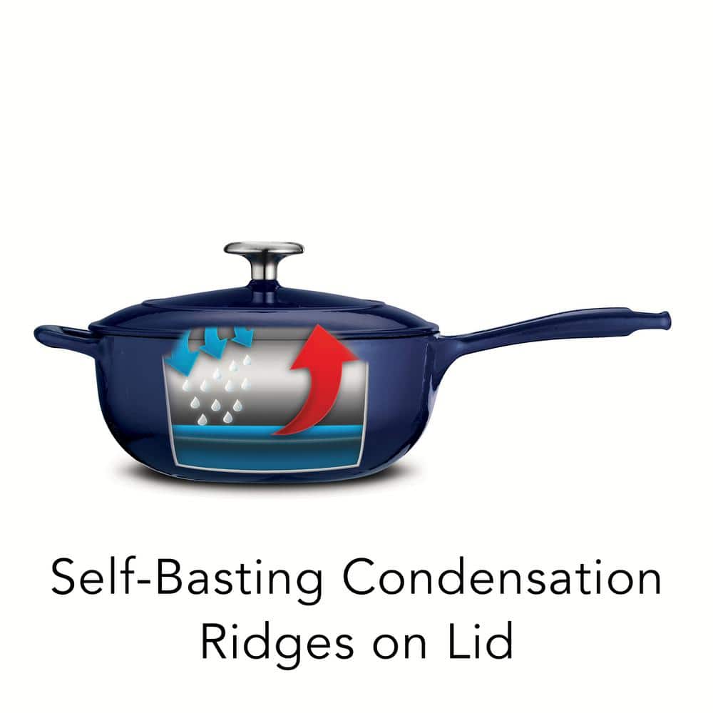 Tramontina Gourmet 3 Qt. Enameled Cast Iron Saucier In Gradated Cobalt With Lid