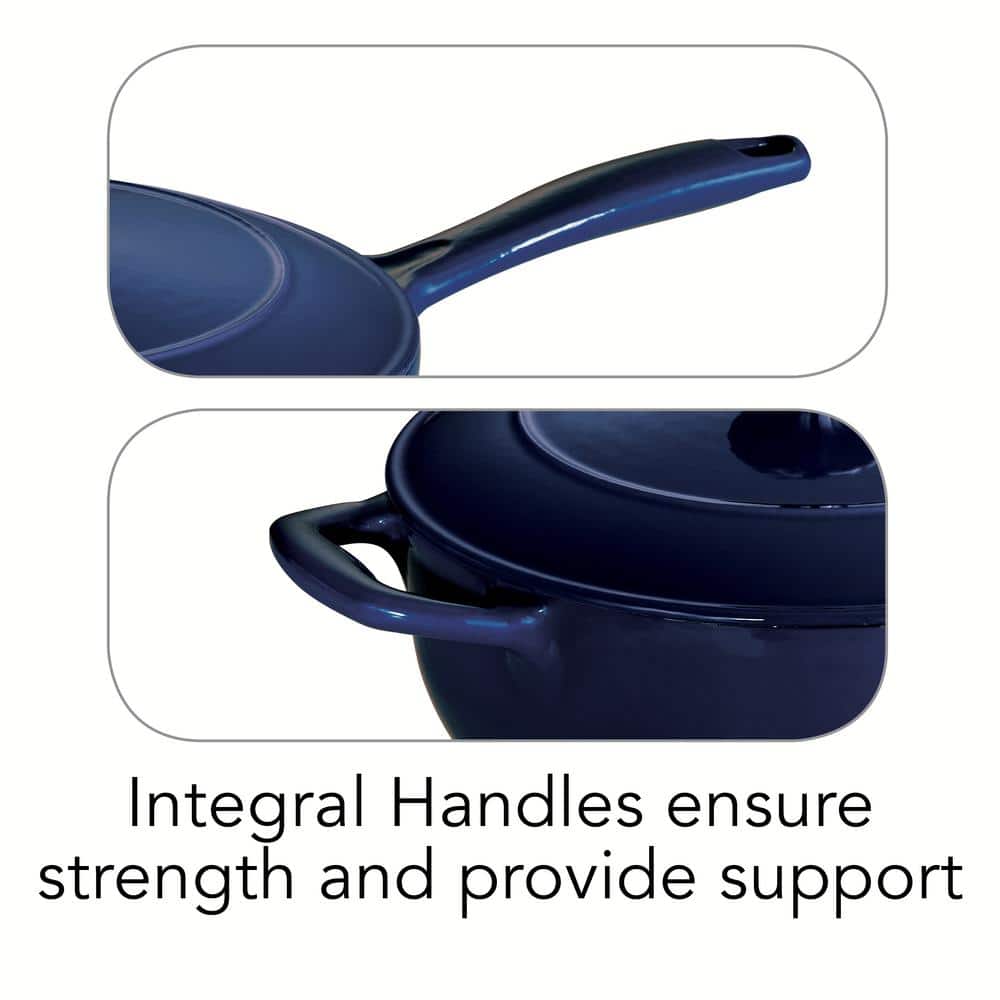 Tramontina Gourmet 3 Qt. Enameled Cast Iron Saucier In Gradated Cobalt With Lid
