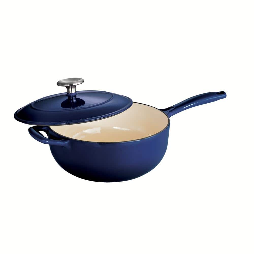 Tramontina Gourmet 3 Qt. Enameled Cast Iron Saucier In Gradated Cobalt With Lid