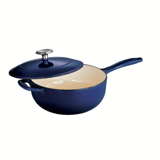 Tramontina Gourmet 3 Qt. Enameled Cast Iron Saucier In Gradated Cobalt With Lid