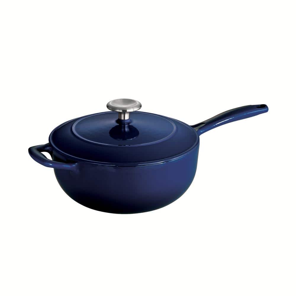 Tramontina Gourmet 3 Qt. Enameled Cast Iron Saucier In Gradated Cobalt With Lid