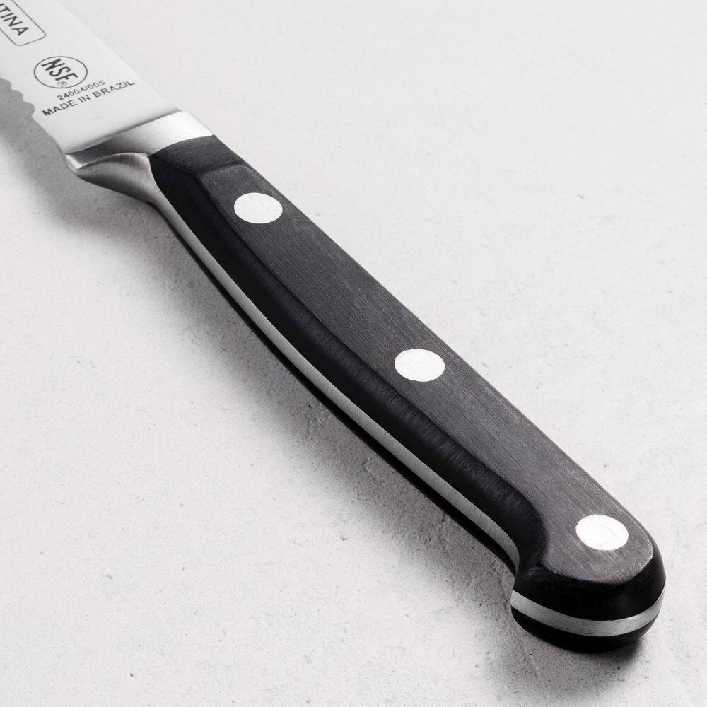 Tramontina Pro Series 5 Inch High-Carbon Steel Full Tang Forged Serrated Steak Knife With Nylon Handle (Set Of 4)