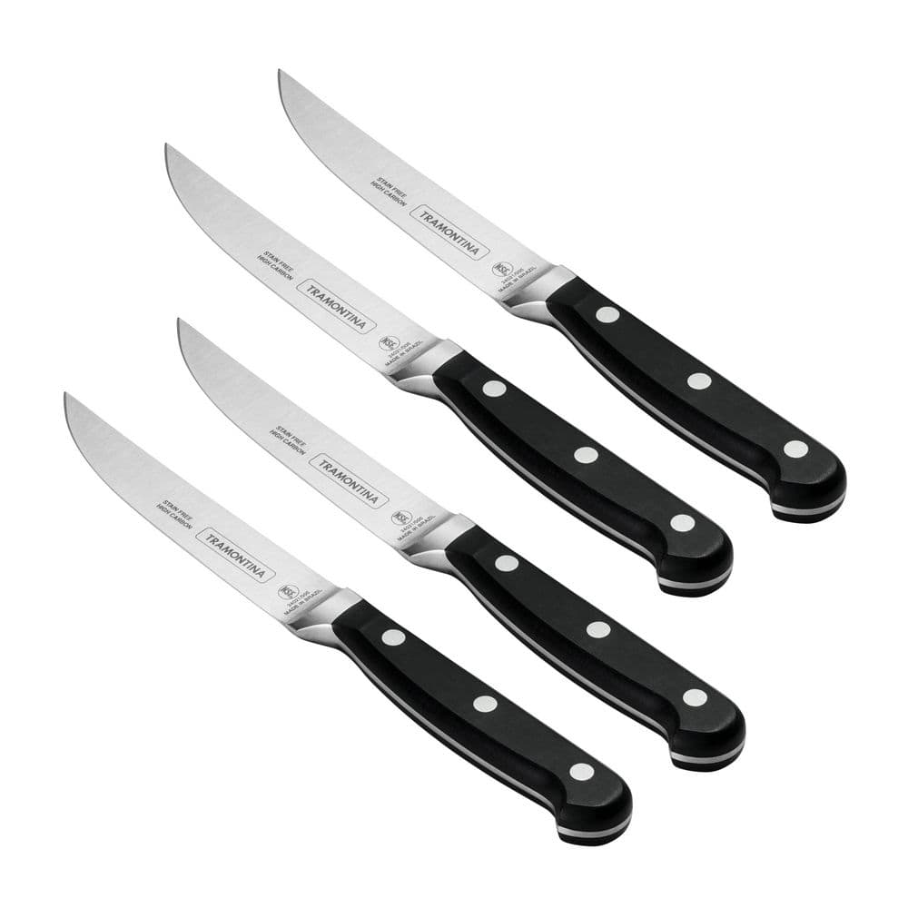 Tramontina Pro Series 5 Inch High-Carbon Steel Full Tang Fine-Edge Forged Steak Knife With Nylon Handle (Set Of 4)