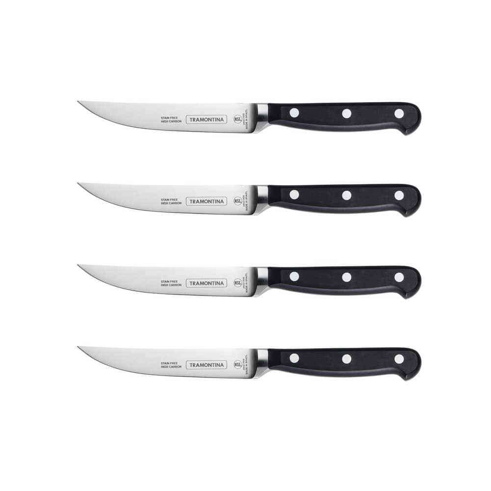 Tramontina Pro Series 5 Inch High-Carbon Steel Full Tang Fine-Edge Forged Steak Knife With Nylon Handle (Set Of 4)