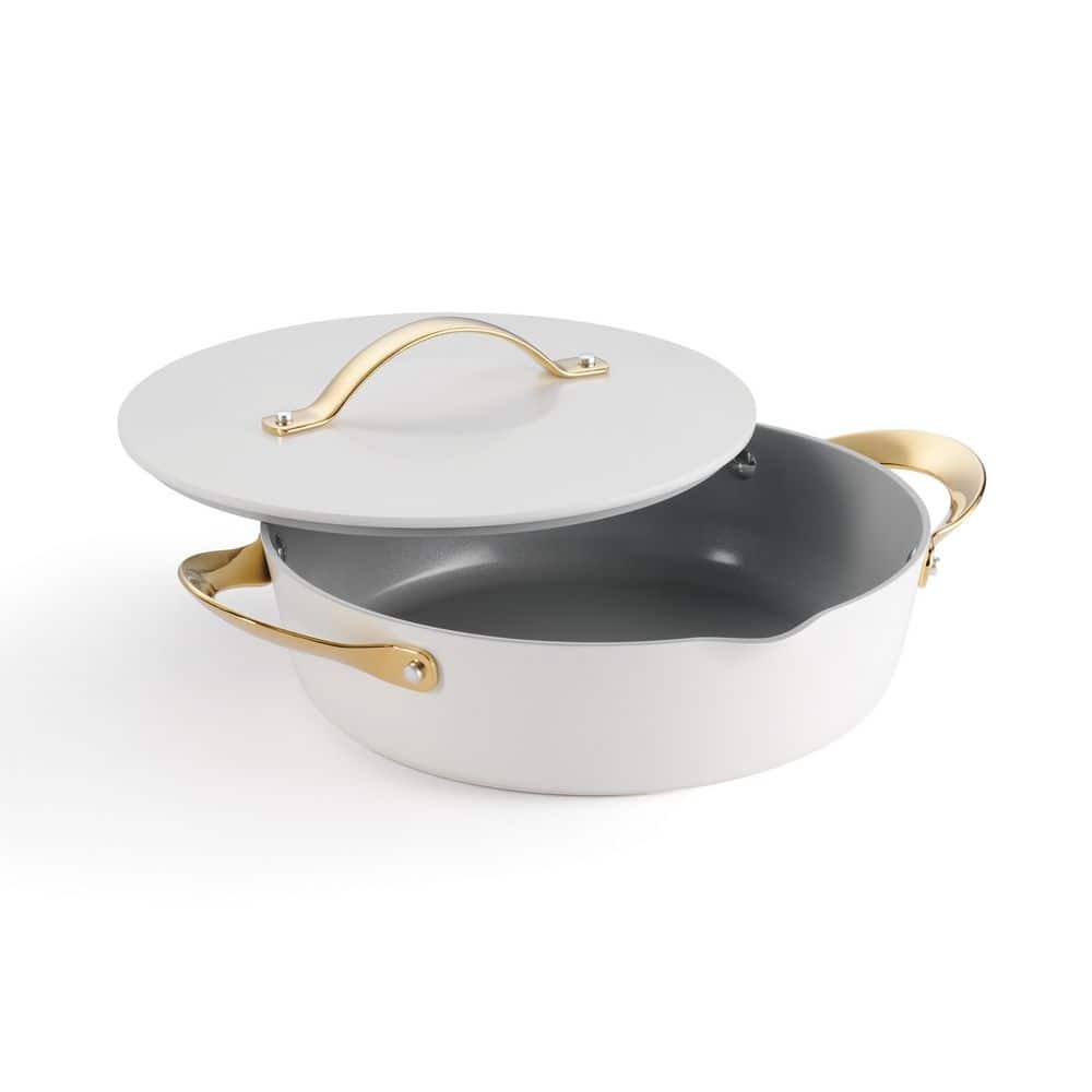 Tramontina Fiora 12 In 4.25 Qt Aluminum Ceramic Non-Stick Frying Pan With Lid-White
