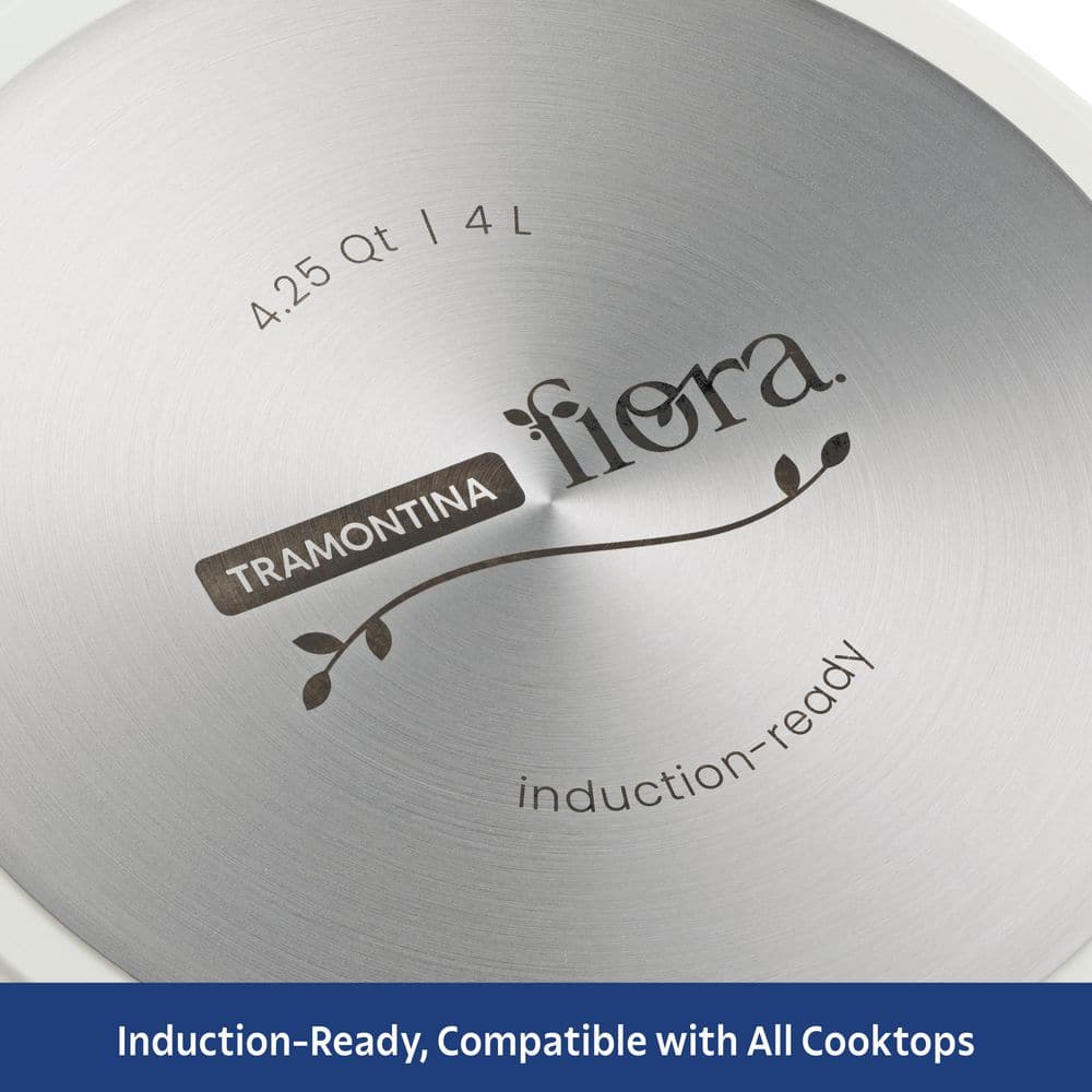 Tramontina Fiora 12 In 4.25 Qt Aluminum Ceramic Non-Stick Frying Pan With Lid-White